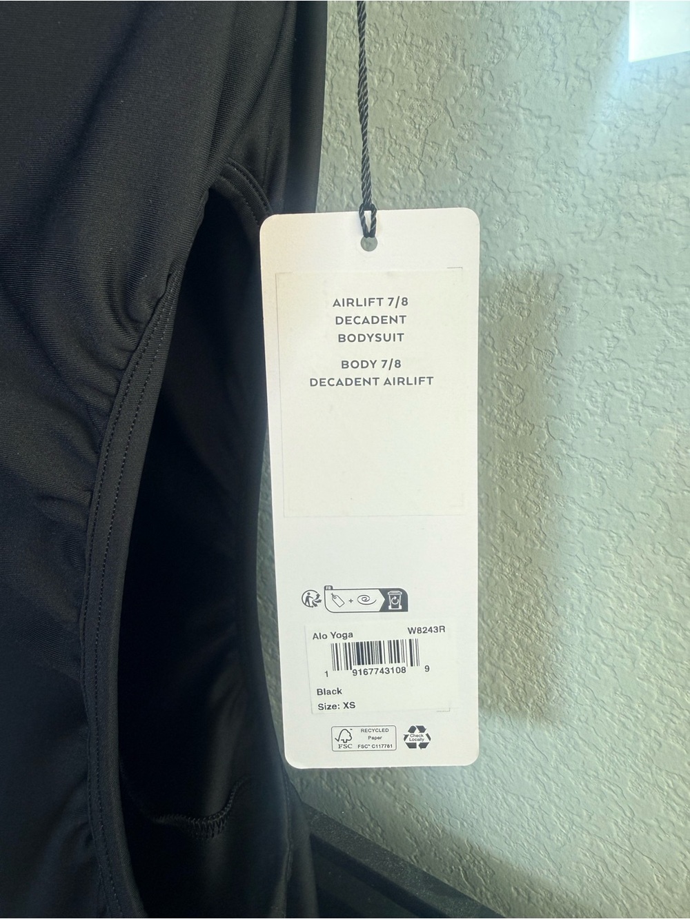 ALO Yoga Black Airlift 7/8 Decadent Bodysuit